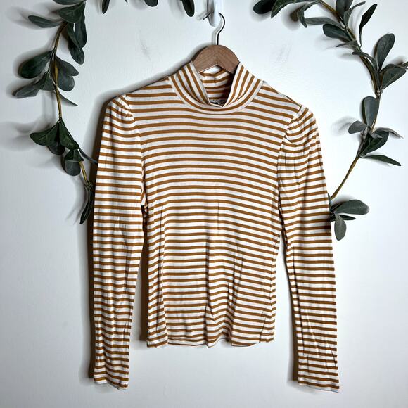 Splendid Yellow & White Striped Long Sleeve Mock Neck - Picture 1 of 5